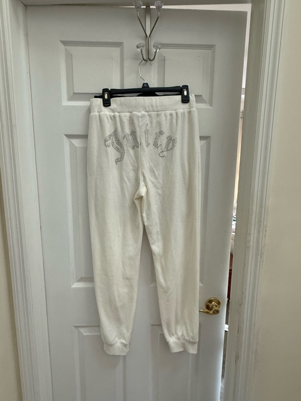 Juicy Couture White jogger pants with rhinestones